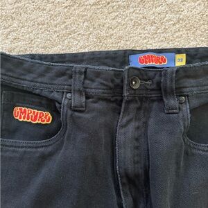 Men’s black empyre wide leg jeans, size 32